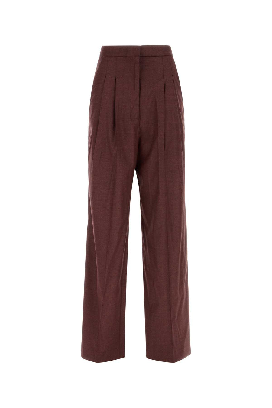 Burgundy Stretch Twill Wide-Leg Grace Pant Bordeaux Pantaloni