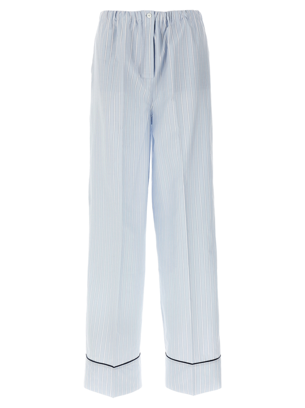 Blue Cotton Casual Pants