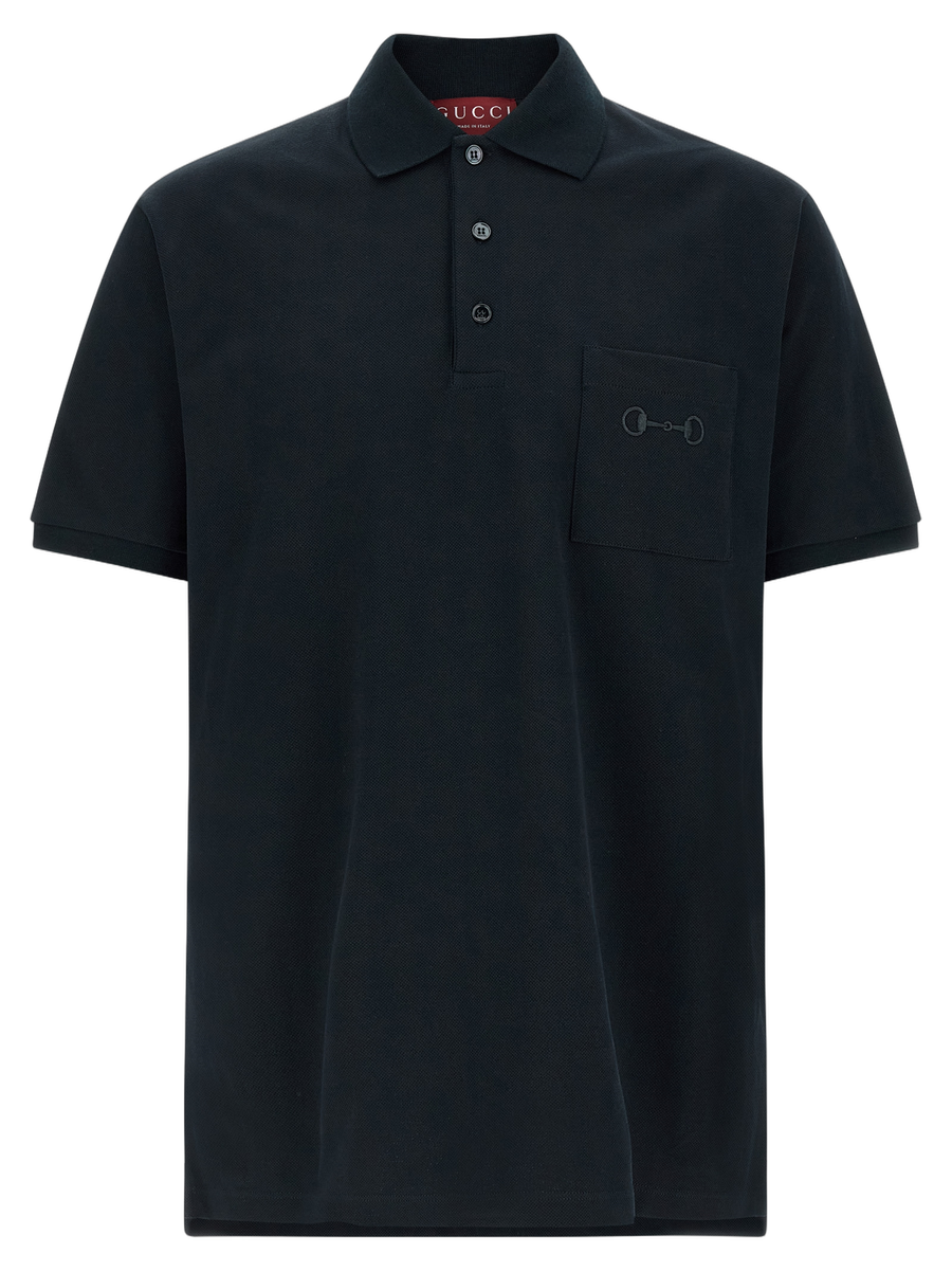 Gucci 100% cotton polo in navy