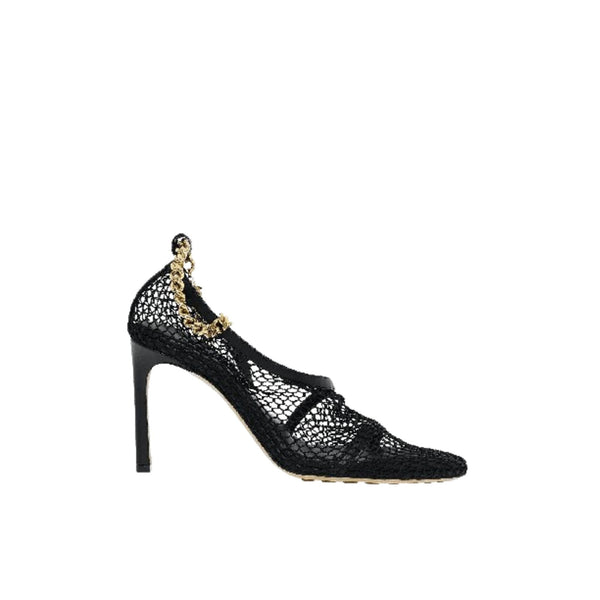 Bottega Veneta Mesh upper; rubber sole heel in black