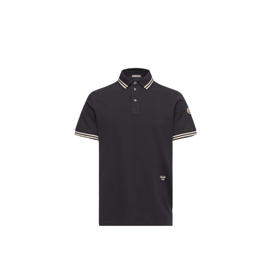 Moncler Cotton piqué polo in black