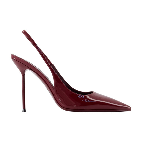 Paris Texas Noir Calfskin slingback heel in burgundy