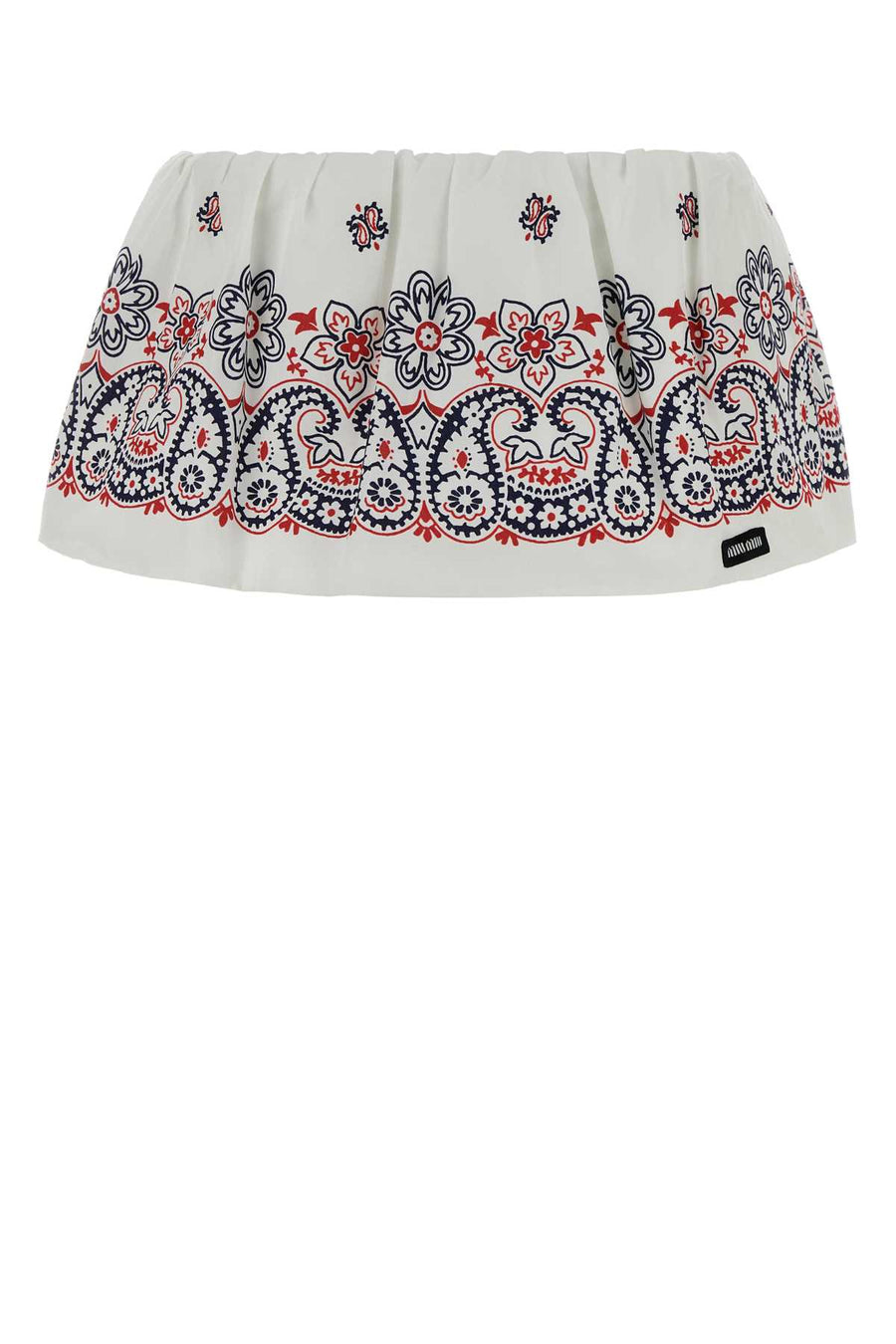 Printed Cotton Blend Mini Skirt Biancoblu Gonne