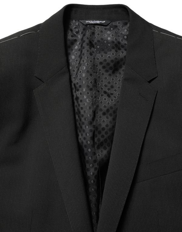 Dark Gray Martini Men Single Breasted Jacket Polyester Wool Elastane Clothing