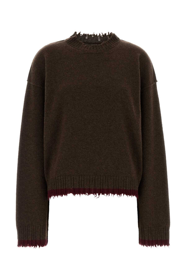 Brown Cashmere Plain Sweater Brownred Exterior: Maglie