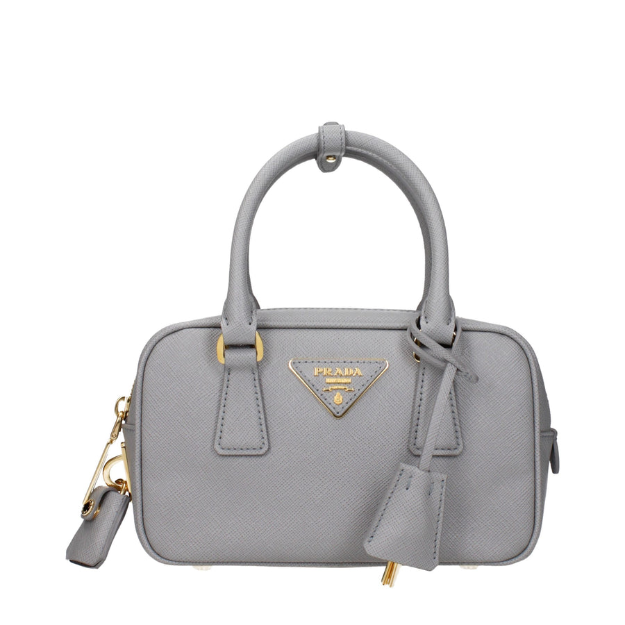 Gray Leather Handbag Bag