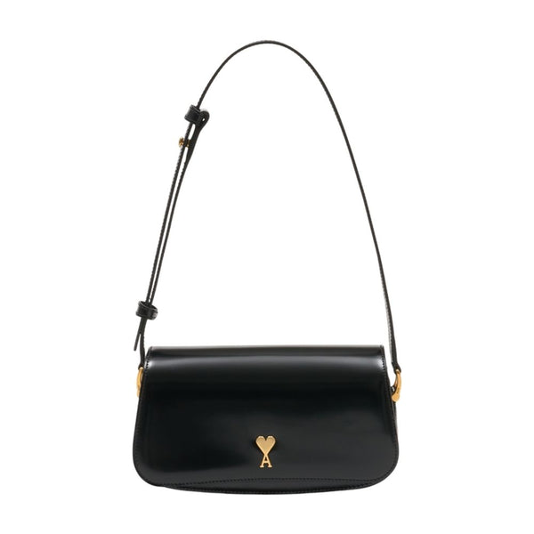 AMI Paris calfskin shoulder bag in black