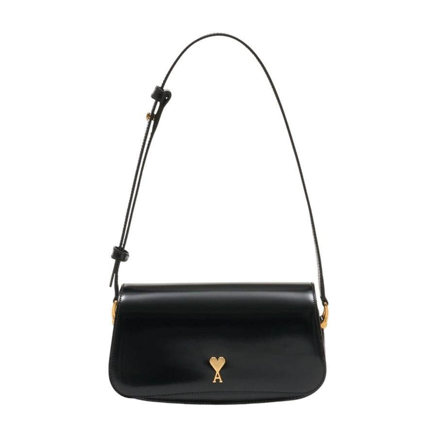 AMI Paris calfskin shoulder bag in black