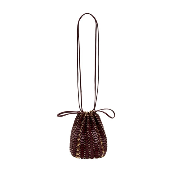 Rabanne calfskin shoulder bag in burgundy