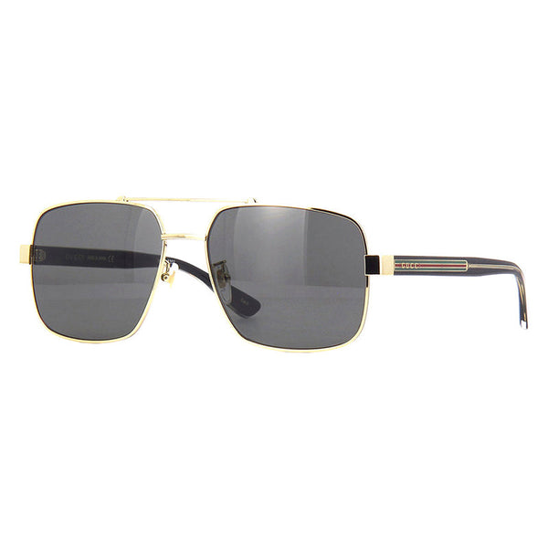 Gucci Sunglasses Aviator Full Rim, Gold Black Frame And Grey Lens Gg0529s001