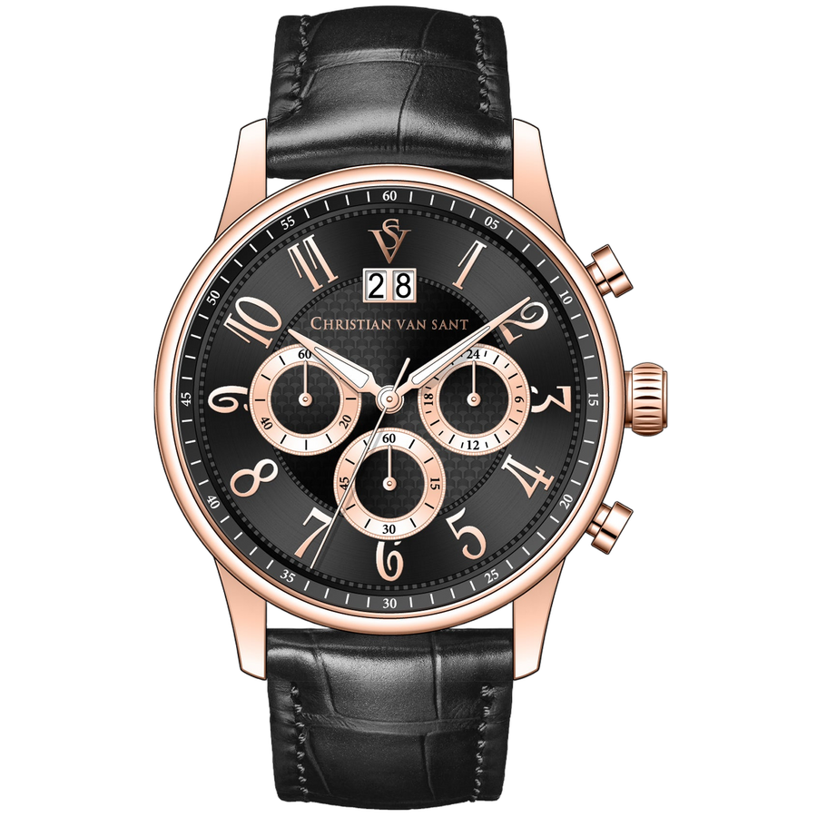 Christian Van Sant Stainless steel case watch in black