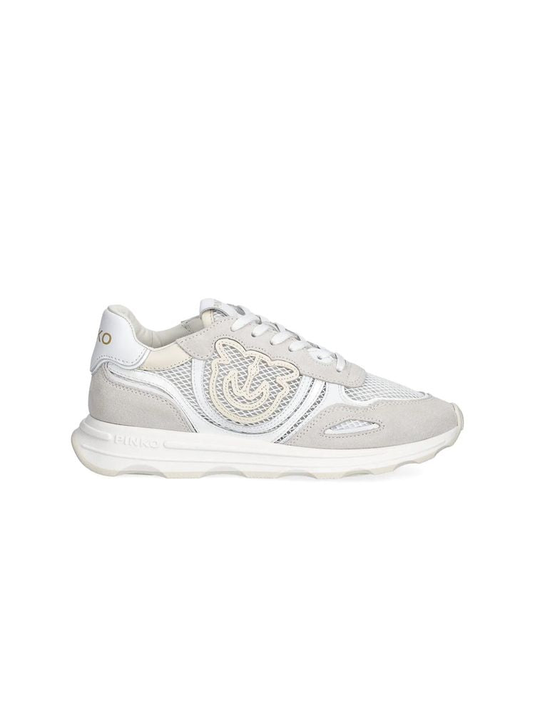 Pinko Upper: 50% cow suede/leather sneaker in white