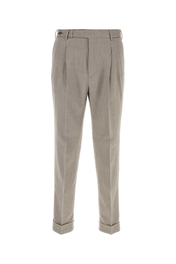 Dove Grey Cotton Blend Pant Beige Exterior: Virgin Wool Pantaloni
