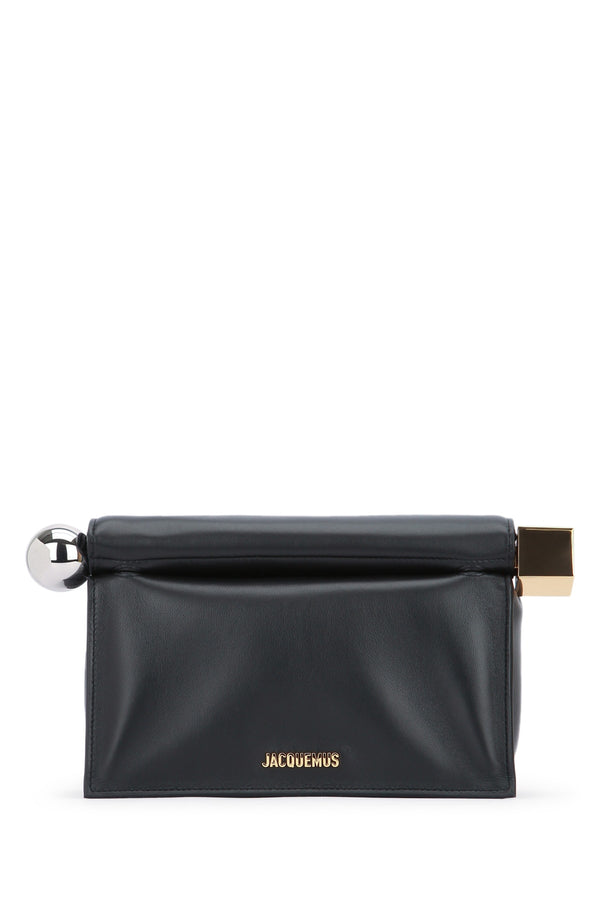 Jacquemus Pochette 100% Cotton clutch in black