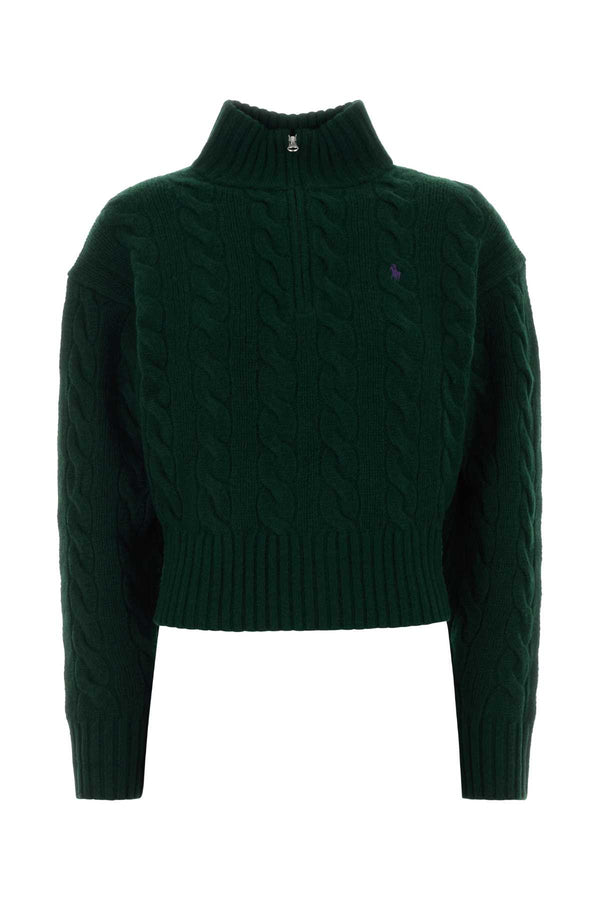 Bottle Green Wool Blend Sweater Collegegreen Exterior: Cashmere Maglieria
