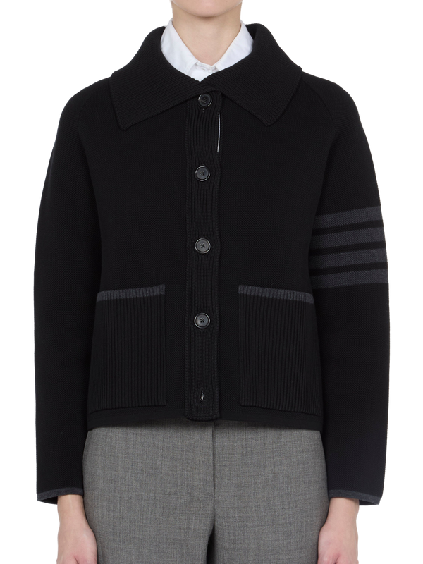 Thom Browne Double-knit cotton and merino wool jacket in black