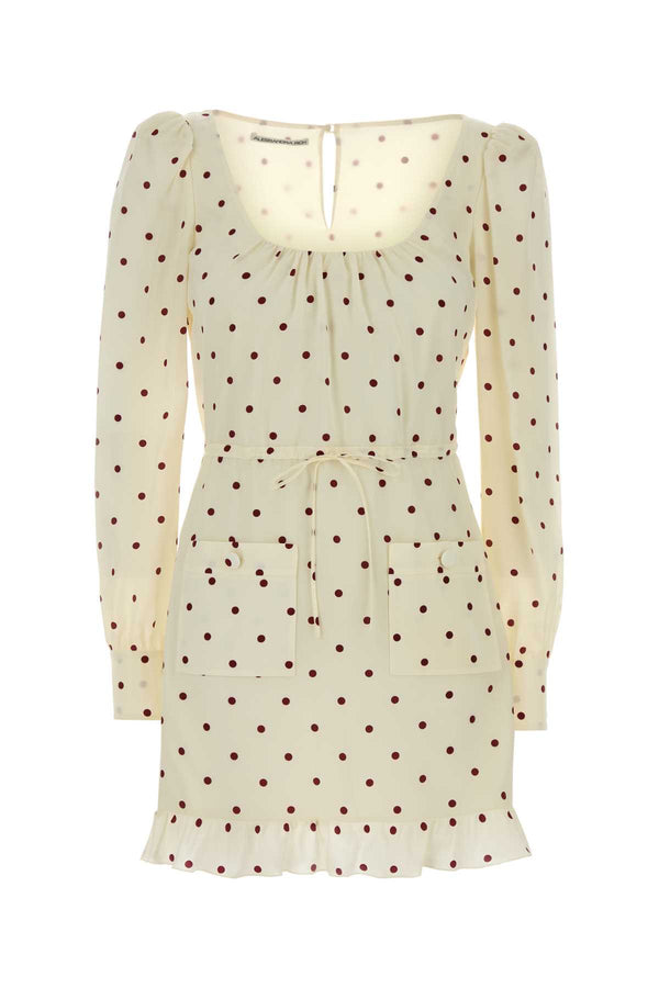 Printed Silk Mini Dress Creambordeaux Abiti