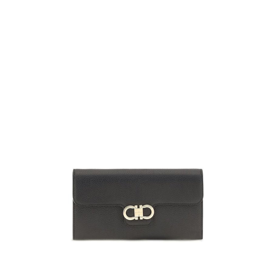 Ferragamo 100% Calf Leather Bos Taurus wallet in black