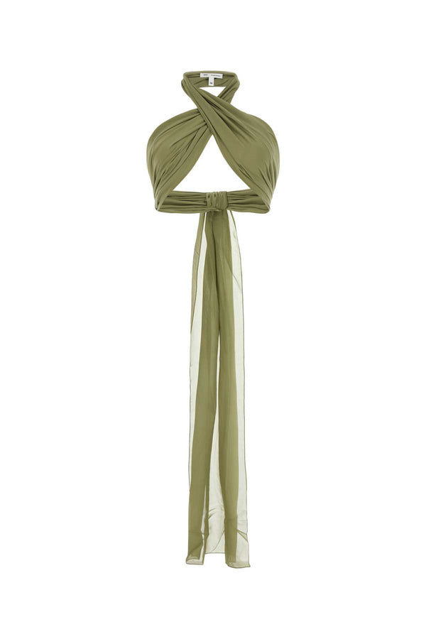 AMI Paris 100% Silk tank top in green