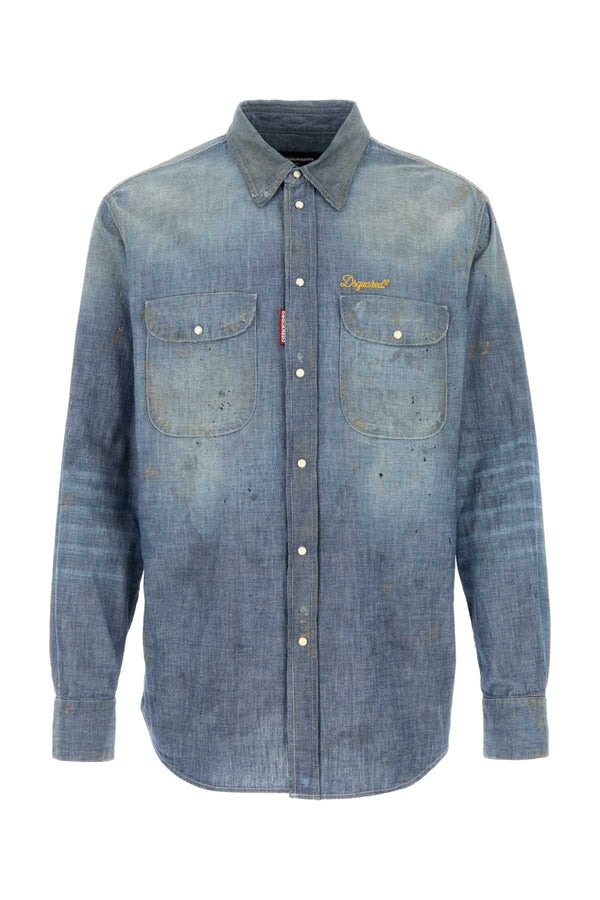 Dsquared2 Vintage 100% Cotton denim shirt in navy