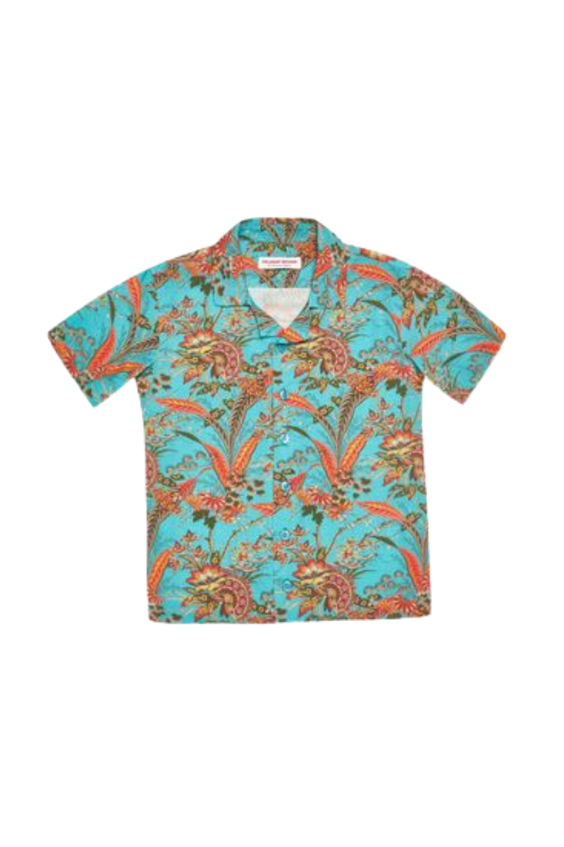 Orlebar Brown 20% Linen shirt in turquoise