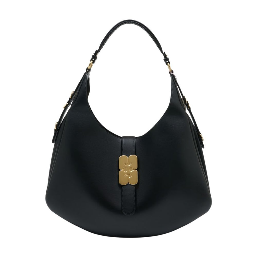 Ganni Calfskin shoulder bag in black