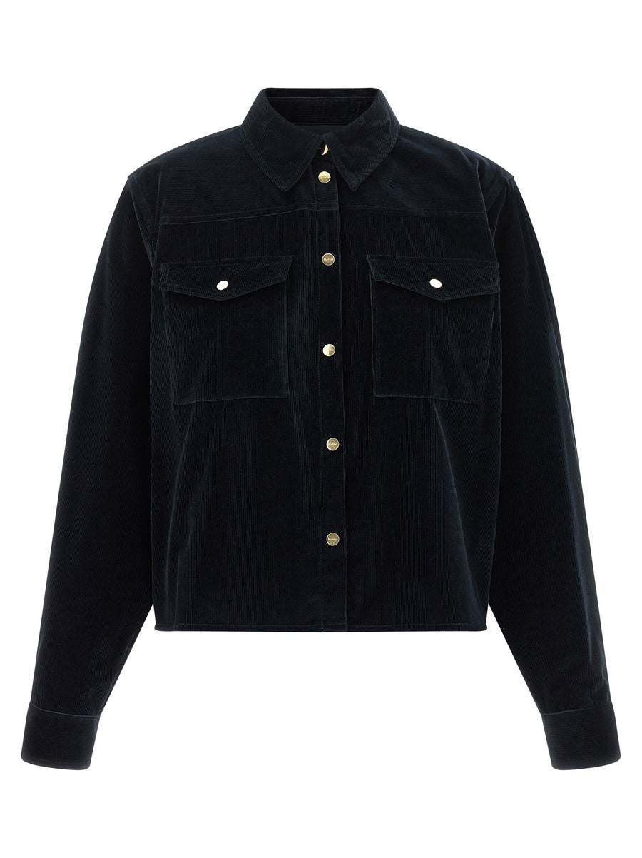 Blue Cotton Full-Length Jacket Clothing