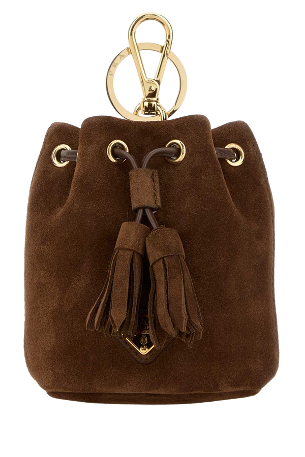 Prada 100% Suede pouch keychain in brown