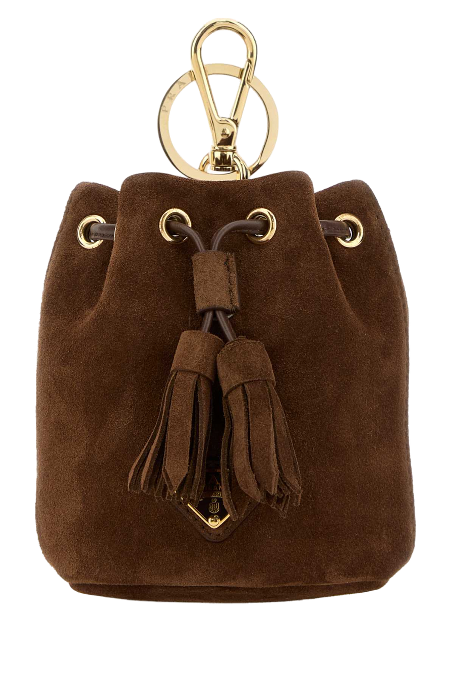 Prada 100% Suede pouch keychain in brown