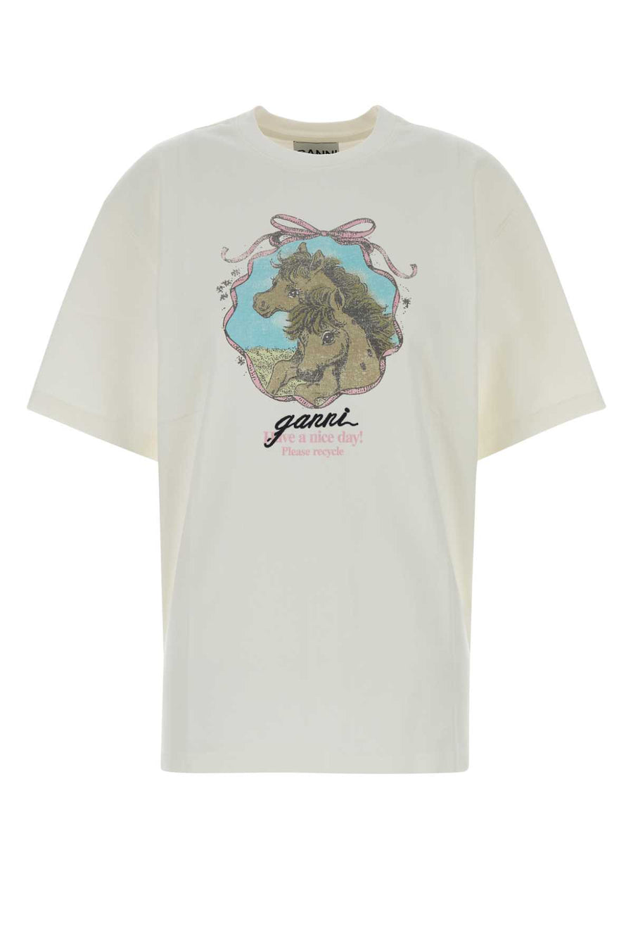 Ivory Cotton Oversize T-Shirt Egret Exterior: Maglie