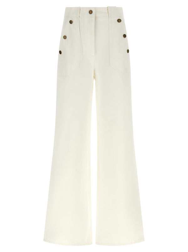 Max Mara 100% cotton trousers in white