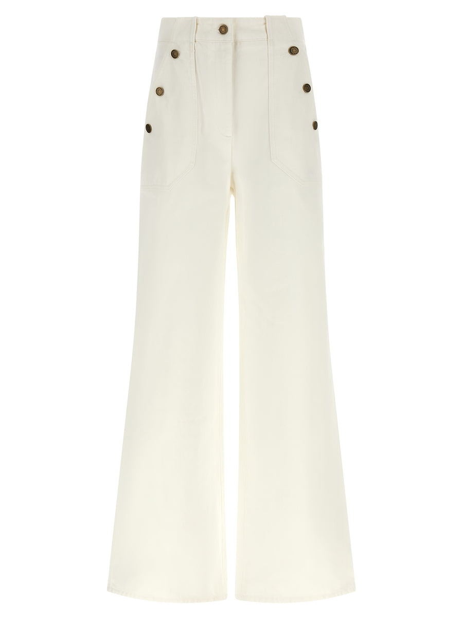 Max Mara 100% cotton trousers in white