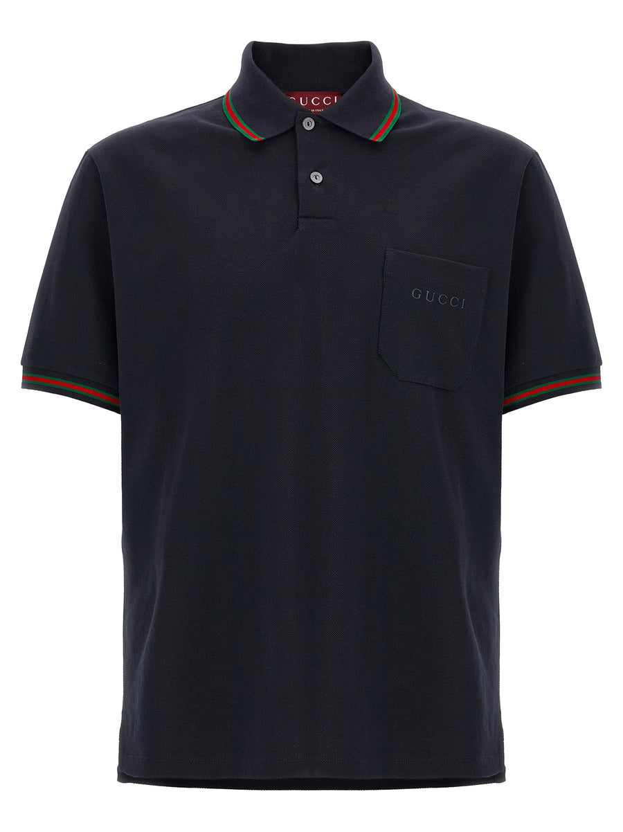 Gucci 100% cotton polo in navy