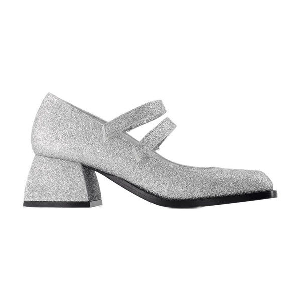 Nodaleto Glitter leather pumps in silver