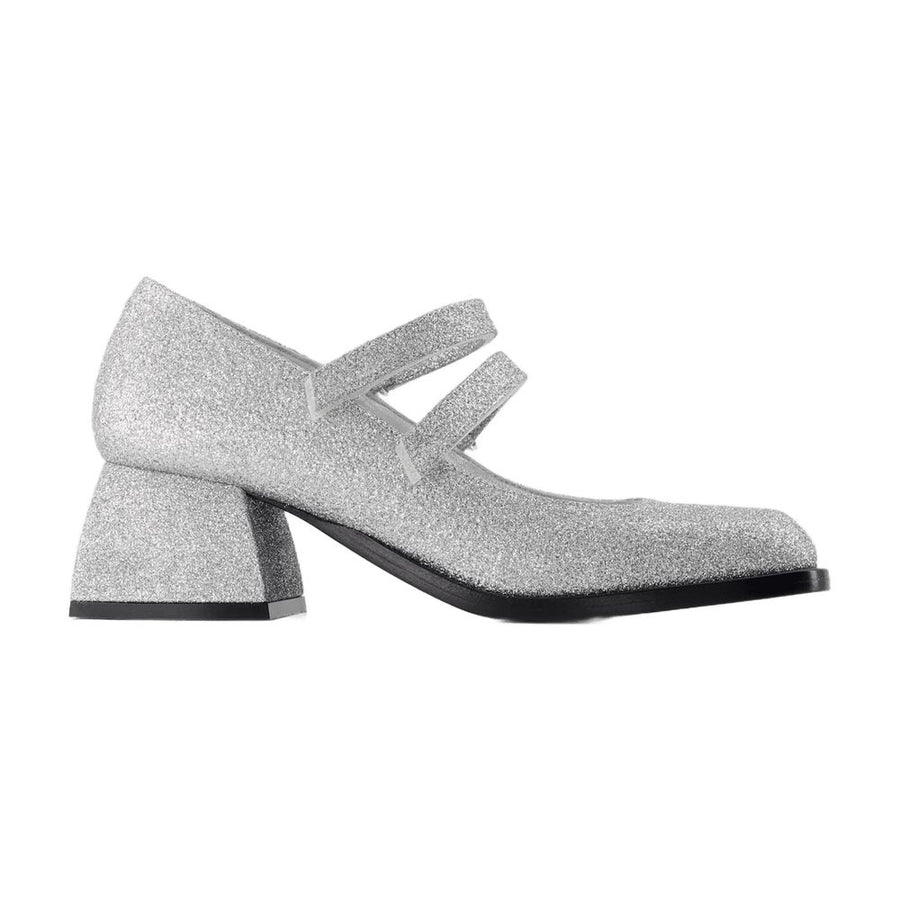 Nodaleto Glitter leather pumps in silver