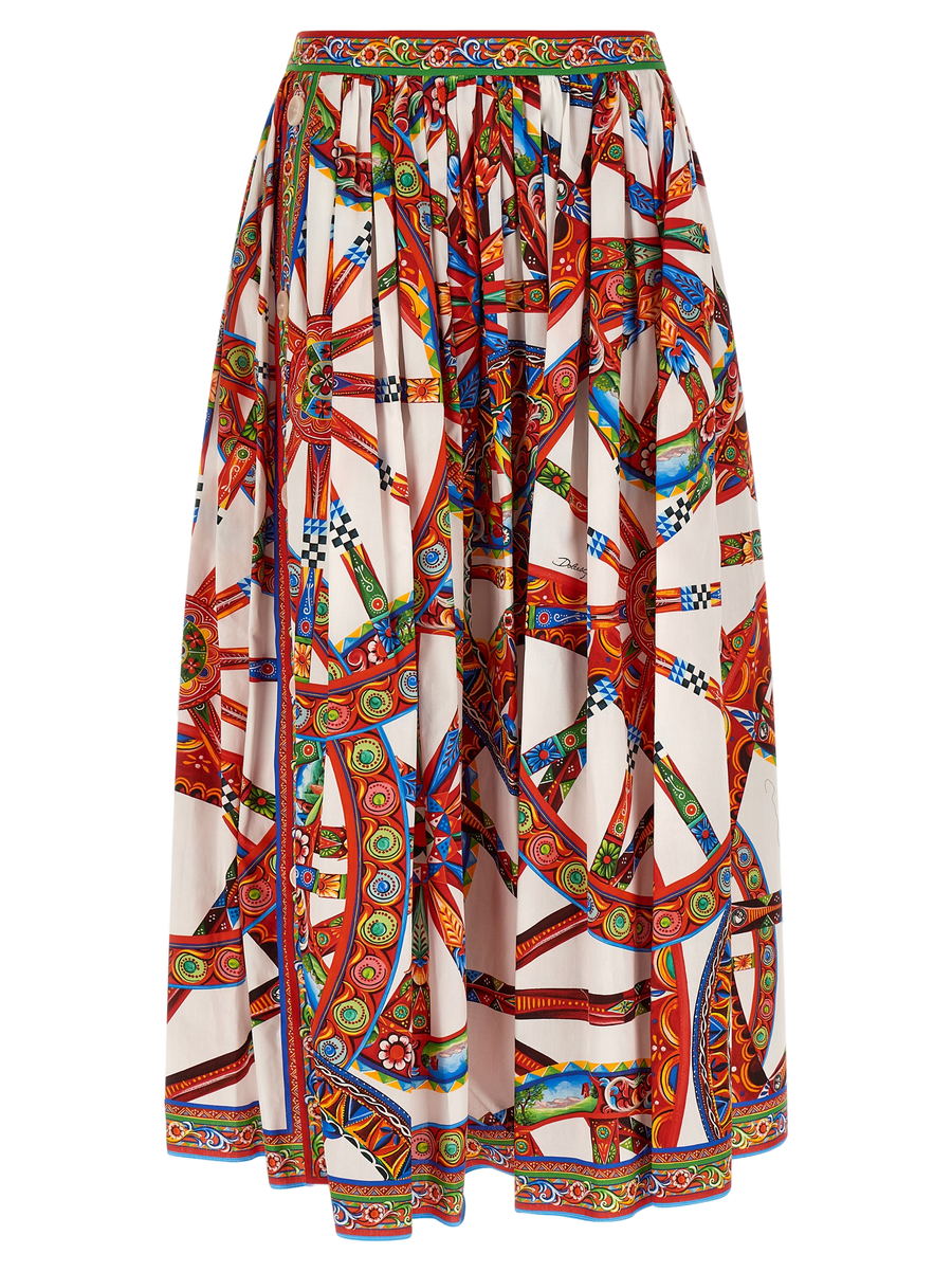 Multicolor Cotton Midi Skirt