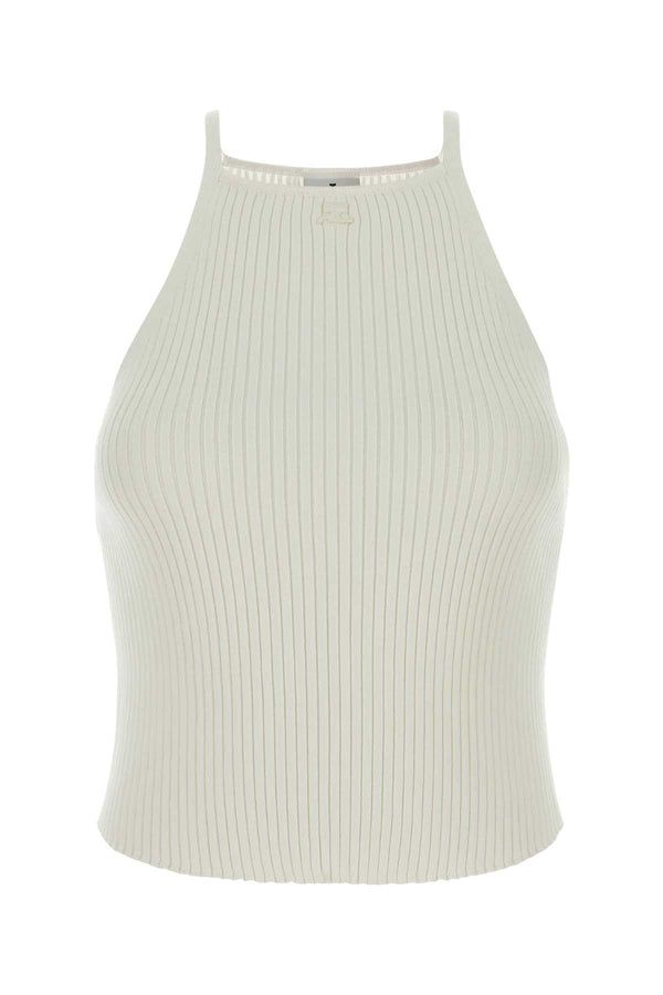 Courreges Knit 70% Viscose tank top in white