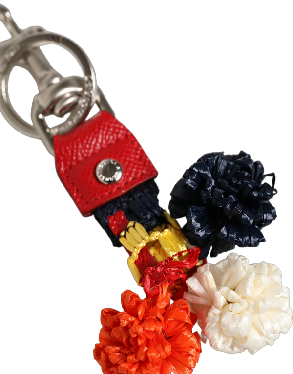 Raffia Leather Clasp Finder Chain Keyring Multicolor Accessory
