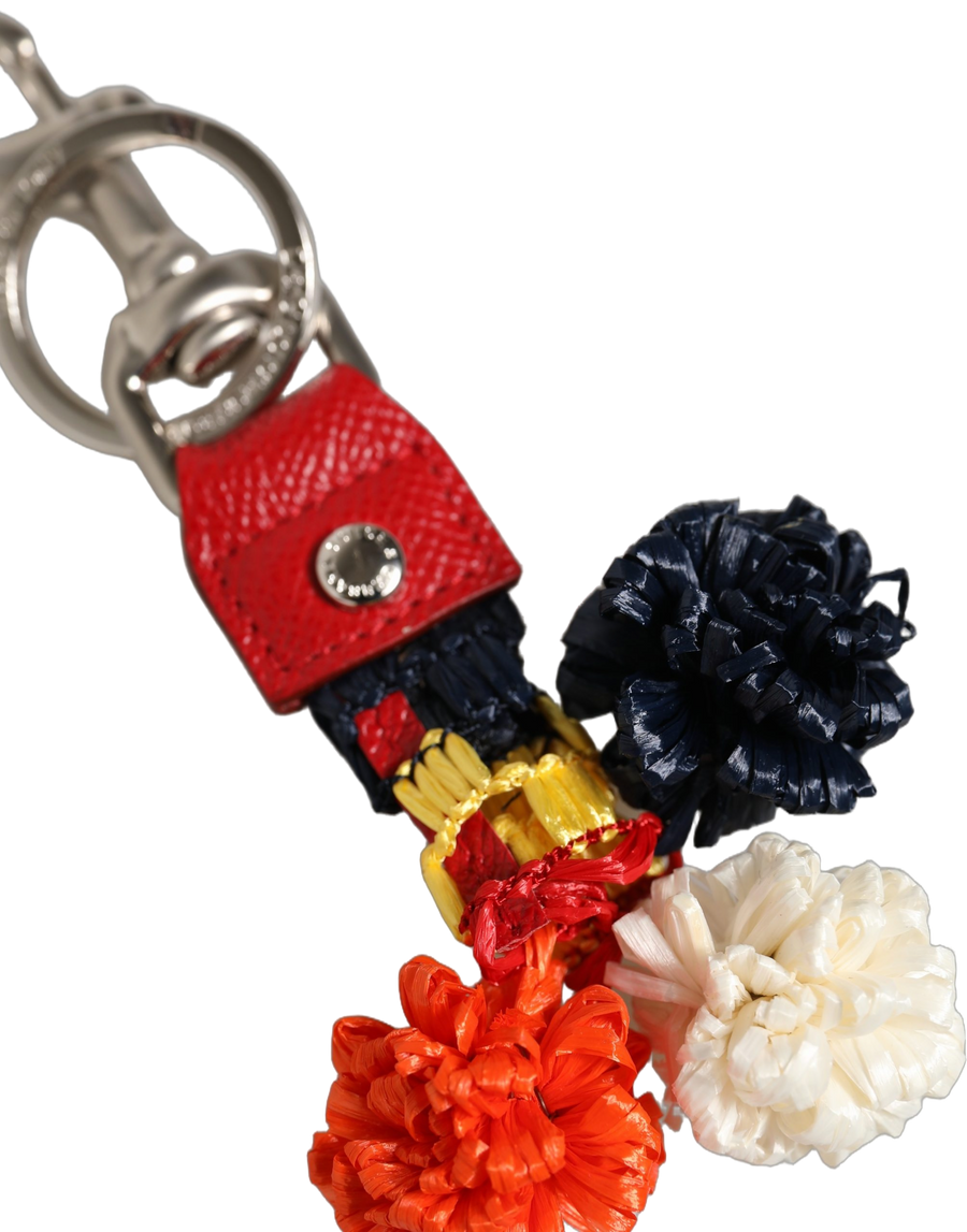 Raffia Leather Clasp Finder Chain Keyring Multicolor Accessory