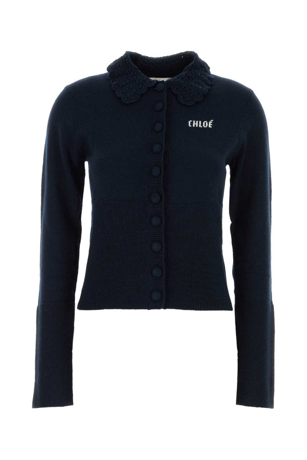 Chloé 100% Wool cardigan in navy
