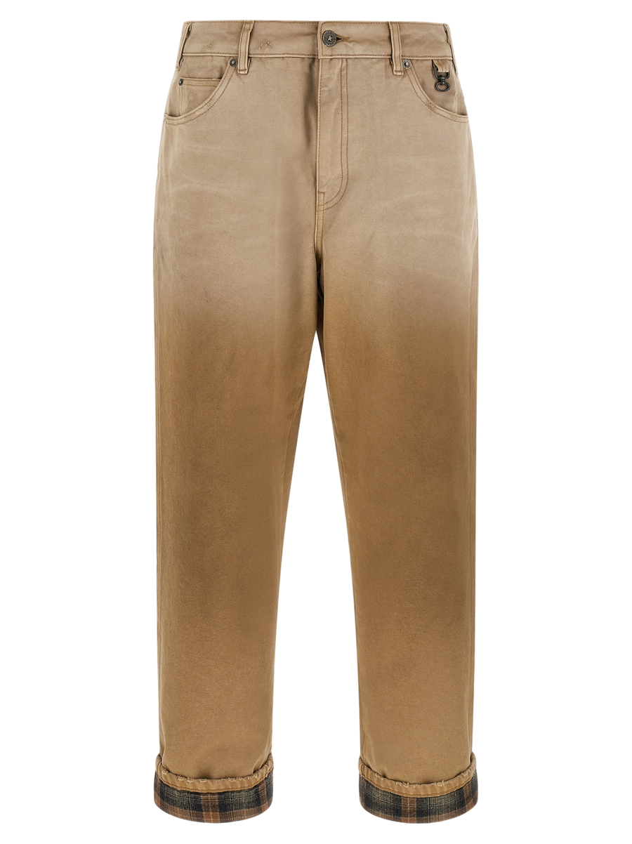 Beige Cotton Casual Pants