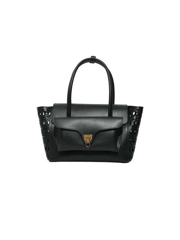 Coccinelle 100% Calf Split Leather tote bag in black