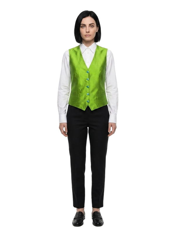 Green Elastane Waistcoat Clothing