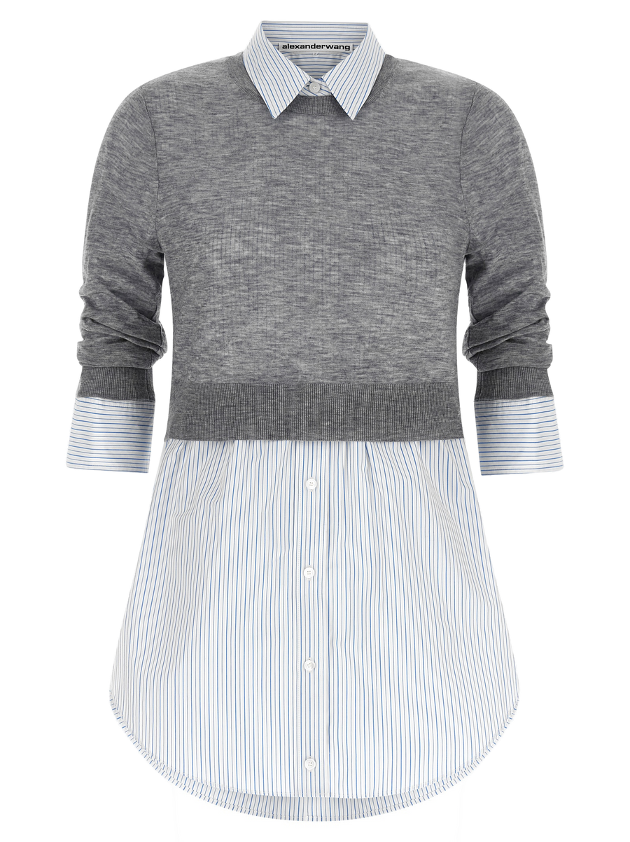 Alexander Wang 100% wool (top); cotton (undershirt) blouse in gray