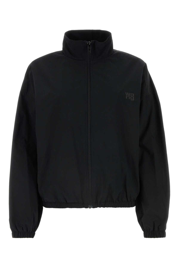 Black Polyester Blend Windbreaker Giacche E Gilet