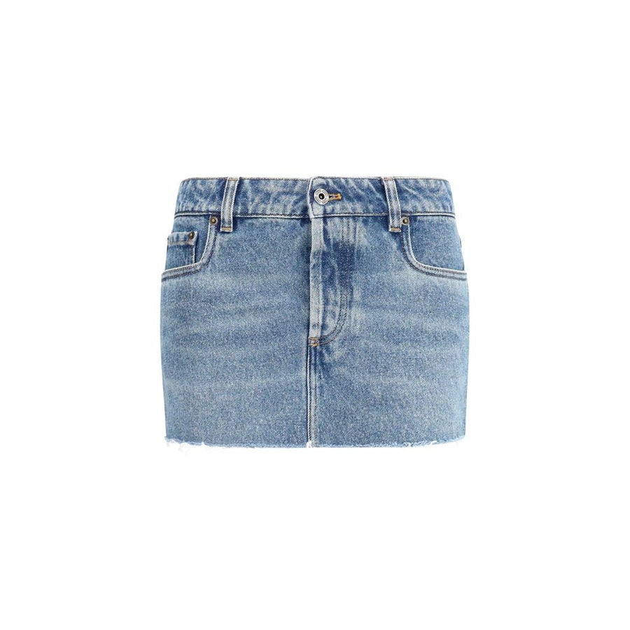 Blue Cotton Mini Skirt