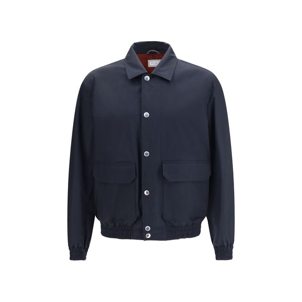 Blue Silk Biker Jacket Clothing