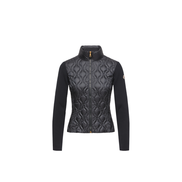 Moncler Nylon puffer front with knit sleeves vest in navy