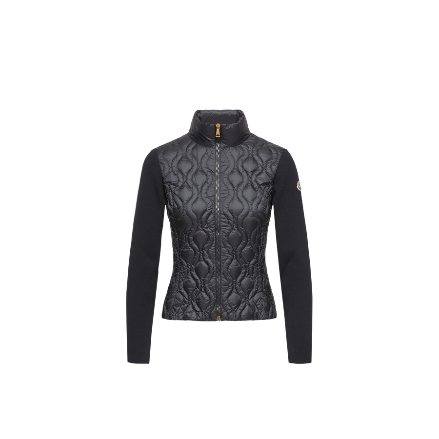 Moncler Nylon puffer front with knit sleeves vest in navy
