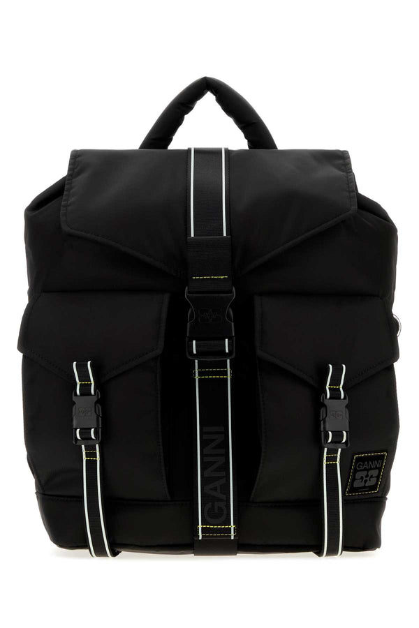 Ganni Sport 100% Nylon exterior backpack in black